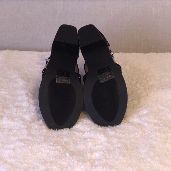 Black Studded Suede Peep Toe Booties - Picture 6 of 8